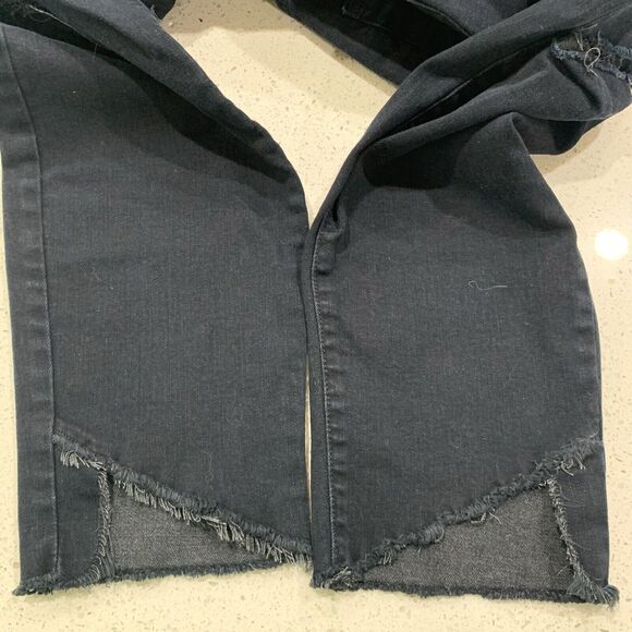 SP Black Label Sz 31 Jeans Distressed Holes Relaxed High Rise Dark Denim Women’s - Picture 4 of 11